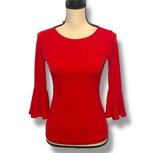 Catherine Malandrino Valery Blouse Red XS Ruffle Bell Sleeve NWT Professional